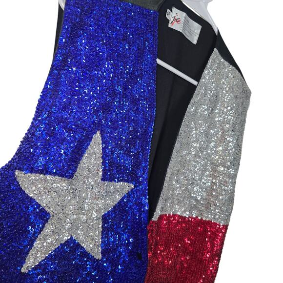 Vintage 1990s JC Texas Sequin Vest Size Extra Large Showman Red White Blue - Picture 2 of 7